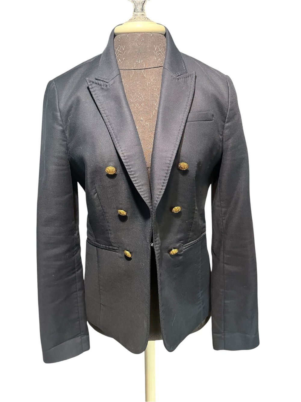 Vintage Banana Republic Navy Nautical Blazer Cotton Lined 2012 Coastal Ivy Size